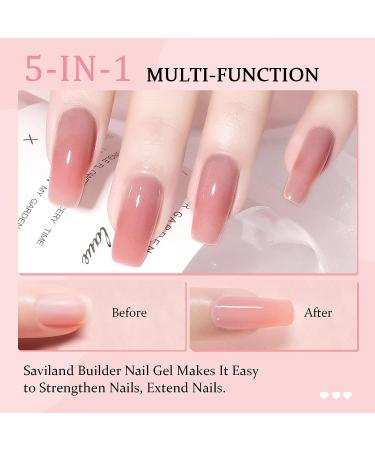 Saviland 5-in-1 Builder Nail Gel Set - Sheer Pink Color, 6pcs 10ML Nail Extension & Strengthening Gel in a Bottle - Hard Gel for Nail Repair - Gift Box Set for Ladies - Buy Online on SooperMarket.com