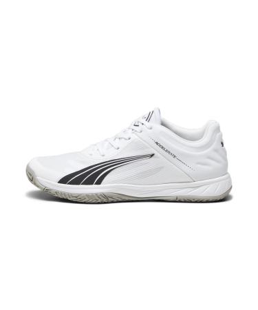 PUMA Unisex Accelerates The Turbo Indoor Sneaker 45 EU Puma White Puma Black Concrete Gray