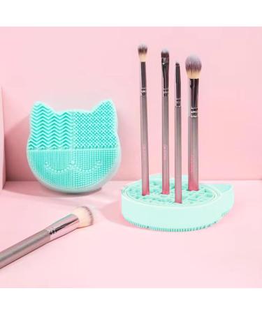 2 in 1 Makeup Brush Cleaning Mat Double-layer Silicone Cleaning Mat Makeup Brush Cleaning Pad Portable Silicone Pad Scrubber with Storage Layer for Cosmetic Brushes Washing Tool for Travel (Green) - Buy Online on SooperMarket.com