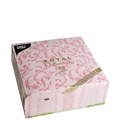 Papstar 50 napkins "ROYAL Collection" 1/4 fold 40 cm x 40 cm fuchsia "Damascato" #85002 Fuchsia 7.8 x 20 x 20 cm