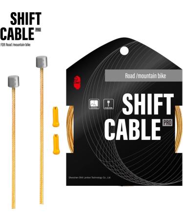 Chooee Bicycle PRO Shift Cable - Ultra Slick Derailleur Cable for Shimano/SRAM Shifter - Gold - 2x2500mm - Buy Online on SooperMarket.com
