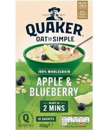 Apple & Blueberry Porridge Sachets 360g with Strawberry Raspberry & Cranberry Porridge Sachets 339g & Golden Syrup Porridge Sachets 360g - Bundle Consisting of Quaker Oat So Simple x3 Packs - Buy Online on SooperMarket.com