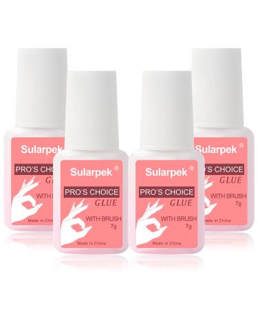 Sularpek 4 PCS Nail Glue 7ML Nail Glue Extra Strong Brush on Nail Glue Strong Nail Glue False Nail Glue Extra Strong Nail Glue Gel Nail Glue for Applying Artificial Nail Tips Manicure
