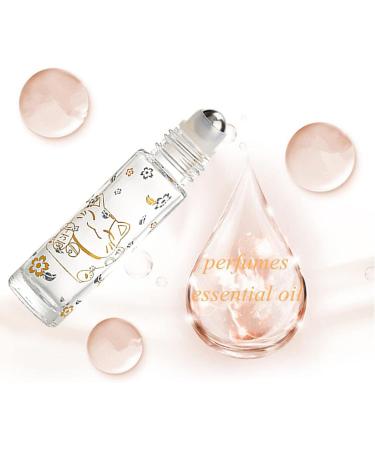 Alledomain 10Pcs 10ml Essential Oils Roller Bottles Clear Glass Roll on Bottles with Lucky Cat Pattern & Stainless Steel Rollers & Gold Cap for Aromatherapy - Include 12 Labels Dropper & Opener Golden - Buy Online on SooperMarket.com
