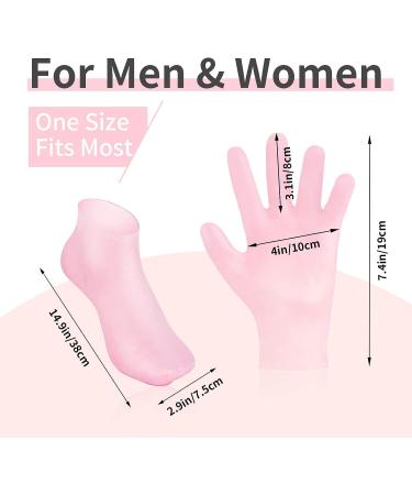 Moisturizing Silicone Gel Spa Socks Set for Dry Cracked Skin - Anti-Slip Heel Socks for Foot & Hand Softening - 2 Pairs - Pink - Buy Online on SooperMarket.com