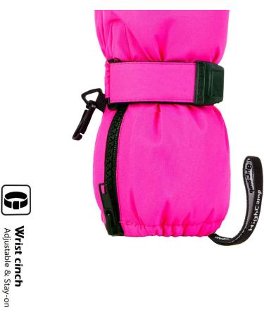 Highcamp Waterproof Winter Snow Ski Mitten Gloves with Zipper - Kids XS (1-3 Y) Rosa - Buy Online on SooperMarket.com