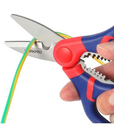 WORKPRO Electricians Scissors & Wire Cutter Stripper 2-in-1 Multi-Function Shears 152mm/6-inch Bi-Material Soft Handle - Buy Online on SooperMarket.com