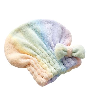 NOLITOY Hair Towel Wrap Quick Drying Towel Caps Bowknot Cute Hair Dry Cap Hat Soft Super Water Absorbent Elastic Wrap Cap Hat for Women Hair Cap for Curly Long & Thick Hair(Colorful)