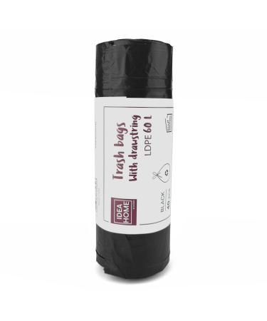 D.Rect garbage bag 60l 40-piece garbage bags with cord strain garbage bags made of plastic garbage bags for the kitchen hard-wearing garbage bags recycling waste bags garbage bags paper waste bags black 40 pieces black 1 piece (40 pack)