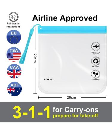 ECOHUB Airport Security Liquids Bags - 2 Pack Clear EVA Airport Travel Toiletry Bags (Blue) - Airline Approved Zip Lock Bags with Carrying Handle - Buy Online on SooperMarket.com