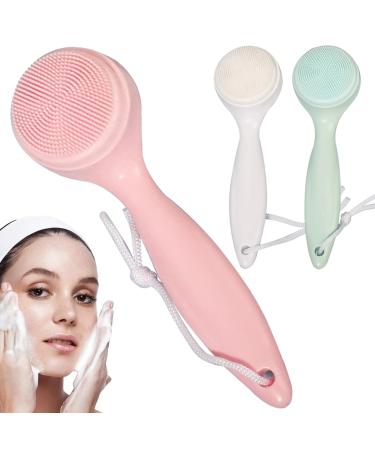 3Pcs Silicone Facial Cleansing Brush Silicone Facial Scrubber Manual Exfoliating Facial Brush Face Cleanser Face Exfoliator Fine Bristles for Sensitive Skin