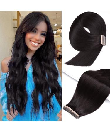 YDDM TAPE in Extensions Real Hair 20Pcs 45cm 40g Natural Black Invisible Tape Extensions Real Hair Extensions Tape Extensions Real Hair Tap Exerca Ex extensions Skin WEFT Hair extension (18-inch 1b) 1b# 18inch (45cm) -20PC