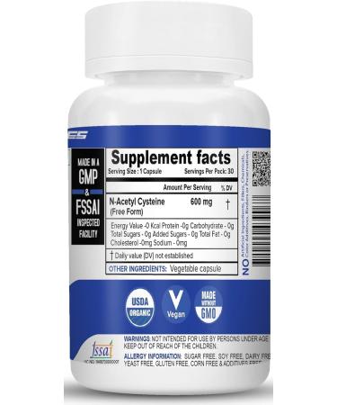NAC (N-Acetyl L-Cysteine) 600mg - 30 Capsules - Buy Online on SooperMarket.com