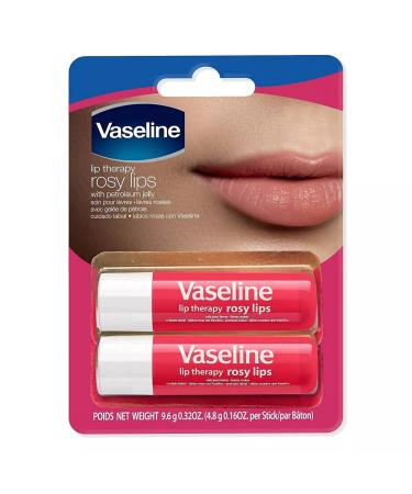 Vaseline Lip Therapy Rosy - Tinted Lip Balm with Almond & Rose Oil (Pack of 2) - Moisturizing Hydration for Soft Lips - Buy Online on SooperMarket.com