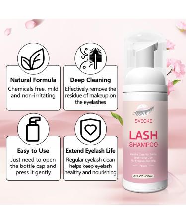 Lash Shampoo Kit for Eyelash Extensions | 2 fl.oz Eyelash Cleaner Foam | Salon & Home Use | Peach - International Shipping Available - Buy Online on SooperMarket.com