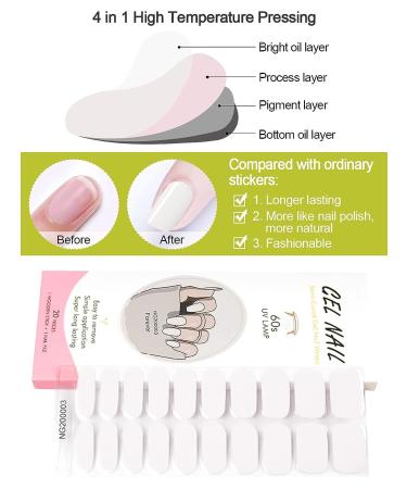 Kalolary 20PCS White Semi Cured Gel Nail Polish Strips - Waterproof Adhesive Full Wrap Stickers with Nail File - UV/LED Lamp Required - Buy Online on SooperMarket.com