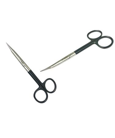 SANDBROS Facial Hair Scissors Set -Eyebrow Trimmer -Grooming Scissors for Eyebrow Shaping Ear Nose Nostril Hair and Mustache Trimming for Men and Women (Stainless Steel) 4.5 INCH