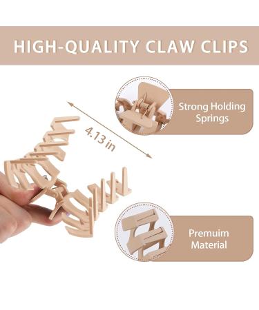 6 PCS Strong Hold Matte Large Claw Hair Clips for Thick Hair - Neutral Non-Slip Hair Accessories for Men and Women - Modern and Cute Hair Clips for All Hairstyles - Buy Online on SooperMarket.com