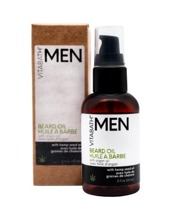 Vitabath Men's Beard Oil Soothing Natural Hemp & Jojoba Moisturizer - Healthy Hydrated More Manageable Facial Hair - Lime & Cedarleaf - 2 fl oz