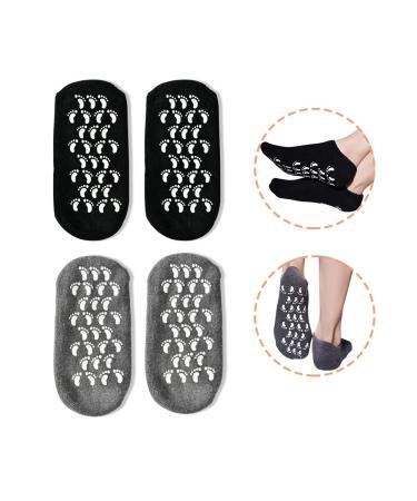 Gel Socks, Moisturizing Socks, Soft Moisturizing Gel Socks, Gel Spa Socks for Repairing and Softening Dry Cracked Feet Skins, Gel Lining Infused with Essential Oils and Vitamins (Black&Gray)