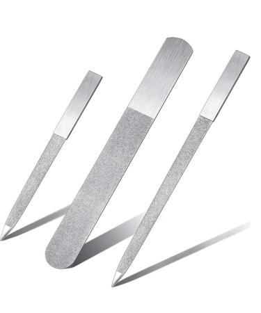 MRNHA 3-Piece Nail File Set Stainless Steel Double-Sided Nail File Buffer File Nail File Suitable for Salon Family and Travel