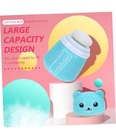 2pcs Bear Powder Puff Box Set for Travel and Newborns - Blue - Buy Online on SooperMarket.com