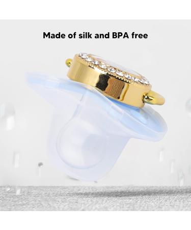 Golden Ultra-Light Silicone Baby Pacifier 0-6 Months | Plplaaoo Rhinestone Dummy - Soft Bling for Newborns (Blue) - Buy Online on SooperMarket.com