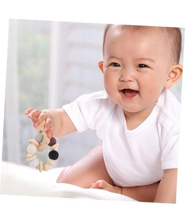 KOMBIUDA Silicone & Wooden Baby Teether Maracas | Musical Instruments & Teething Toy for Babies 0-6 Months - Buy Online on SooperMarket.com