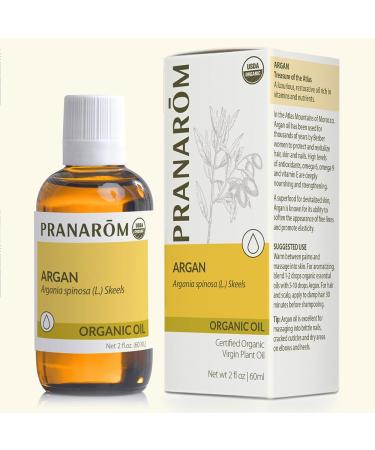 Pranarom - USDA Certified Organic Moroccan Argan Virgin Plant Oil - 2 fl oz Glass Bottle - Mositurize Protect & Nourish - Hair Skin & Nails