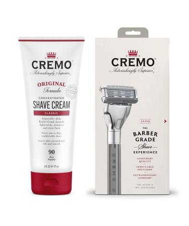 CREMO - Barber Grade Razor For Men | Extra Refill Blade + Original Shaving Foam For Men | Fights Irritation | 177ml