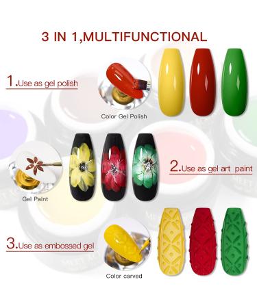 MEET ACROSS 12 Colors Painting Gel Nail Polish Kit with Drawing Brush Pen | Soak Off UV LED Gel Set for Nail Art Design - Buy Online on SooperMarket.com