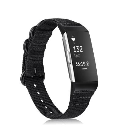 Fintie Band Compatible with Fitbit Charge 2, Soft Woven Nylon Sport Replacement Strap Wrist Bands Compatible with Fitbit Charge 2 HR Smart Fitness Tracker Black