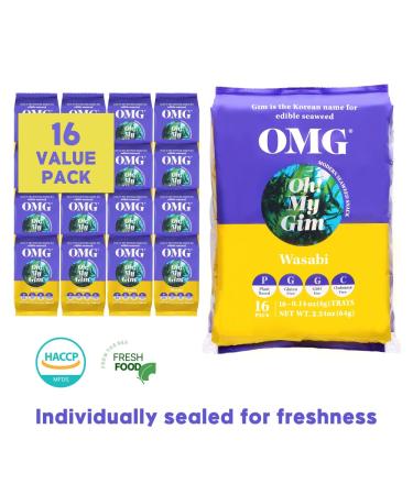 Korea Food OMG Oh My Gim Seaweed Snack - Wasabi Flavor Nori Algae (4g x 16) for International Shipping - Buy Online on SooperMarket.com