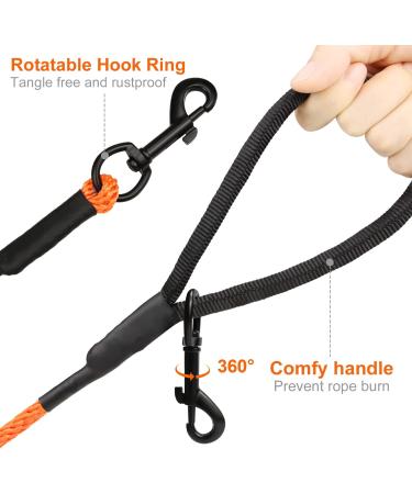 Joytale Reflective Drag Line for Dogs - 5m Padded Leash with 2 Carabiners | Nylon Training Rope for Puppies & Small Dogs - Orange - Buy Online on SooperMarket.com