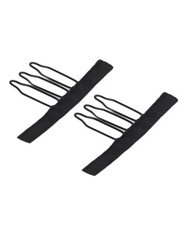 100 pieces of wig clip 3 teeth rounded edge black stainless steel wig ridge mesh cap clips for hair parts caps wig accessories tools wig clips for