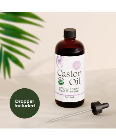 Organic Castor Oil 4oz - Pure & Natural Cold Pressed for Lashes, Eyebrows, Hair & More - Buy Online on SooperMarket.com