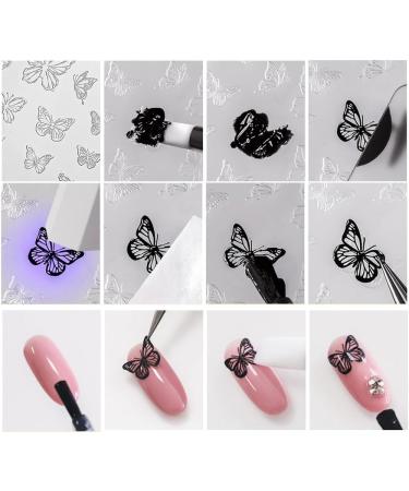Flower Nail Silicone Mold 3D Butterfly Embossing Gel Print Stencil Nail Carving Template Tool For Nail Decors JT030 - Buy Online on SooperMarket.com