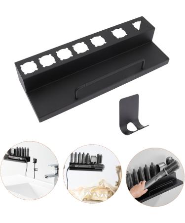 FOYTOKI Curling Iron Rack Hair Curler Holder Wall Mounted Curler Holder Kickstand Black Stainless Steel - Buy Online on SooperMarket.com