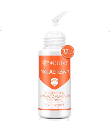 Modelones Nail Glue for Press Ons Press On Nails and Acrylic Nails 10 ML Super Strong Long Lasting Gel Nail Glue for Nail Tips Safety Non-Acid Non-Toxic clear