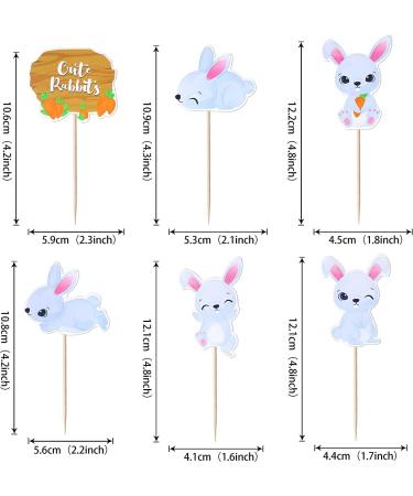 Easter Bunny Cake Decoration Set - 36 Rabbit Cupcake Picks & Kids Birthday Party Decor - Buy Online on SooperMarket.com
