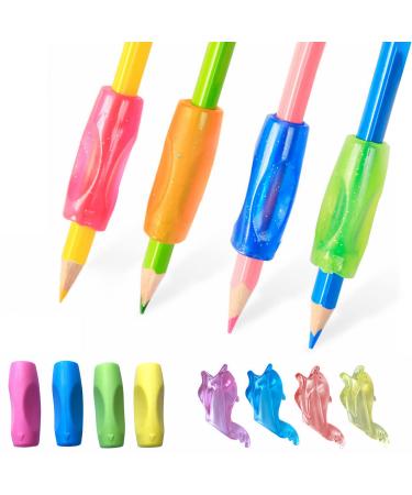 Yutou 12 pieces writing aid for pencil children pencil handle silicone pencil handle pencil grips ergonomic writing aid for children left -handed right -handed (3 styles multi -colored)