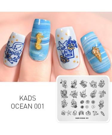 Ocean Marine Cartoon Nail Stamping Plate with Octopus and Crab Patterns | Nail Art Stamper Tool OC001 - Buy Online on SooperMarket.com