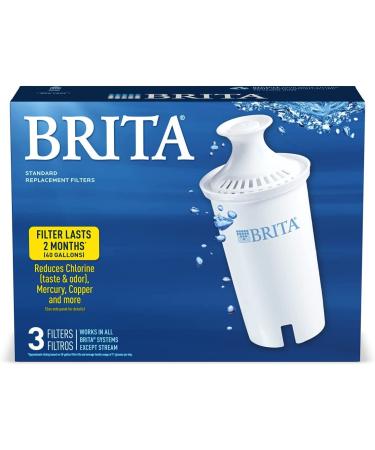 Brita Standard Water Filter Replacement - 3 Count, BPA Free for Pitchers & Dispensers - Buy Online on SooperMarket.com