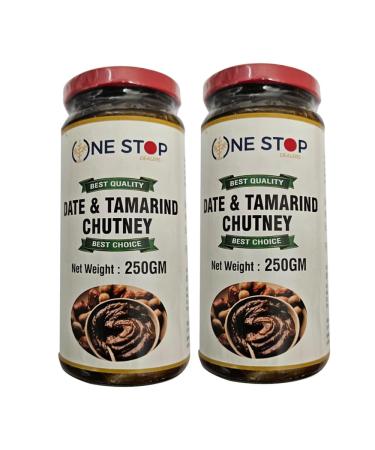 One Stop Dealers Chutney (250 Gram) Dipping Sauce - Compliment with Any Indian Dishes Unique and Pungent Flavour Makes Your Food Tantalizing (Pack of 2 Chutney Date & Tamarind) Chutney Date & Tamarind Pack of 2