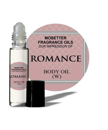 Mobetter Fragrance Oils' Impression of Romance (W) Women Perfume Body Oil floral warm spicy rose citrus herbal white floral musky woody powdery aromatic 0.33 Fl Oz (Pack of 1)