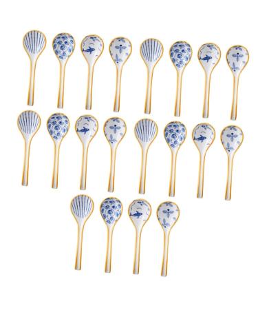Milisten 20 Pcs Spoon Japanese Ramen Asian Decor Asian Ramen Korean Ramen Japanese Decor Oatmeal Korean Decor Soup Dumpling Cojines Decorativos para Ceramics Noodle Japanese-Style 1.0 grams