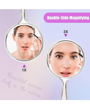 Hi.FANCY Mirror Handheld 1X & 3X Double Sided Makeup Mirror with Handle | Magnifying 11 * 20 cm | Handheld Mirror - Buy Online on SooperMarket.com
