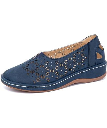 Kinrui Women's Casual Loafers - Blue | Arch Support, Slip-On, Comfortable Flats - Buy Online on SooperMarket.com