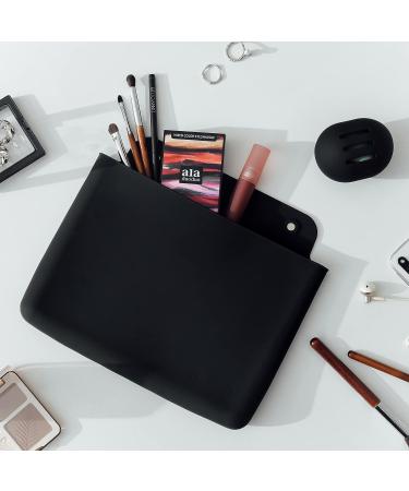 FERYES Silicone Makeup Bag - Premium Travel Toiletry Bag for Women - Easy Carry Cosmetic Bag for Beauty Tools and Brushes (Black) - Buy Online on SooperMarket.com