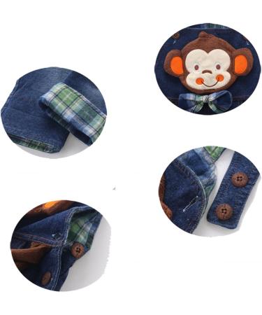KIDSCOOL SPACE Toddler Denim 3D Monkey Overalls | Blue Dungarees Pants 3-4 Years - Buy Online on SooperMarket.com